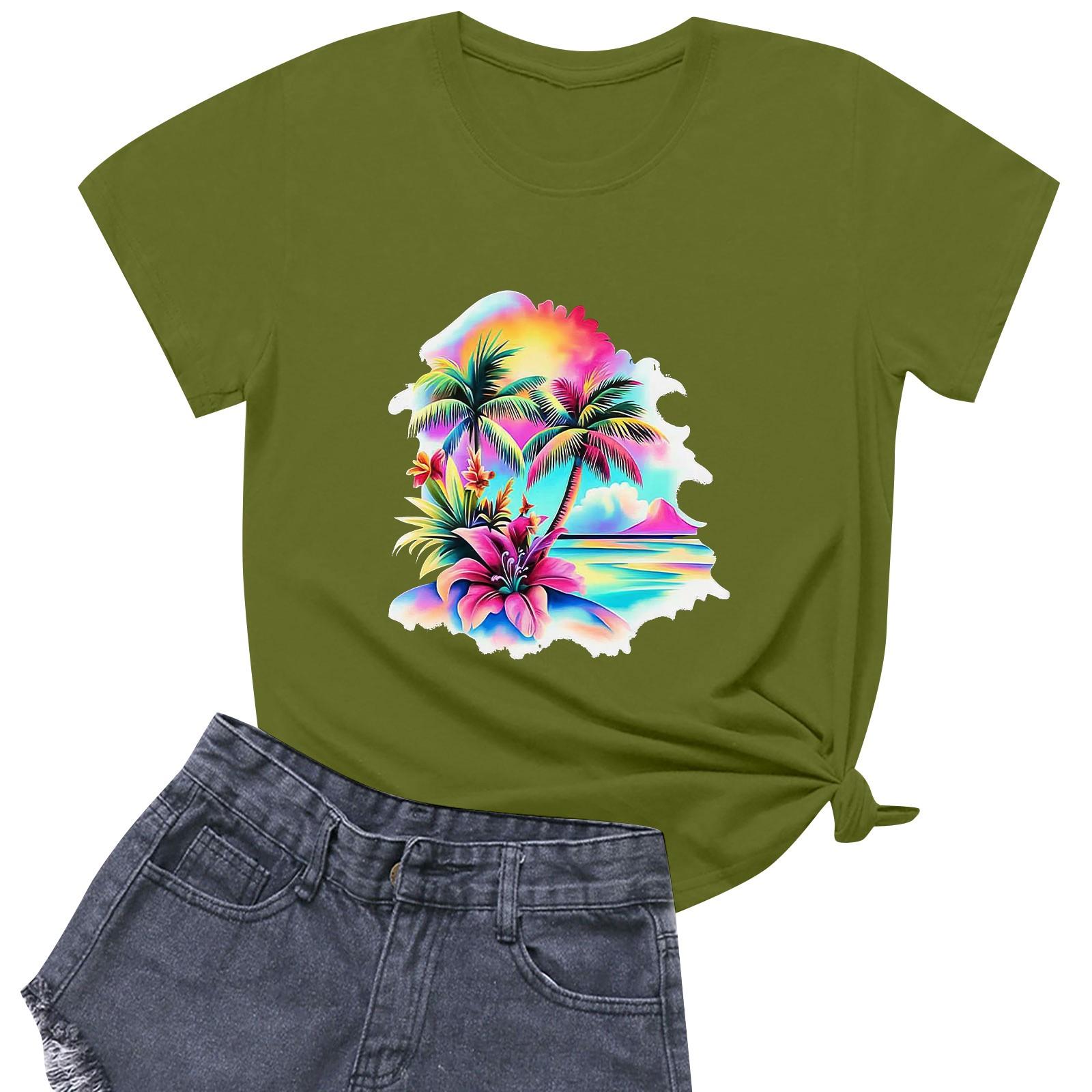 

Женская повседневная футболка с круглым вырезом и короткими рукавами с принтом L