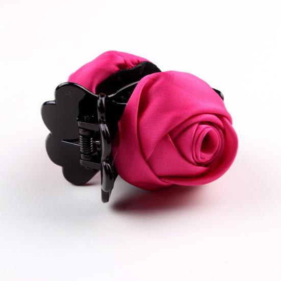 Fashion Cloth Rose Flower Hair Claw Clip Clamp Women Ponytail Holder Headwear