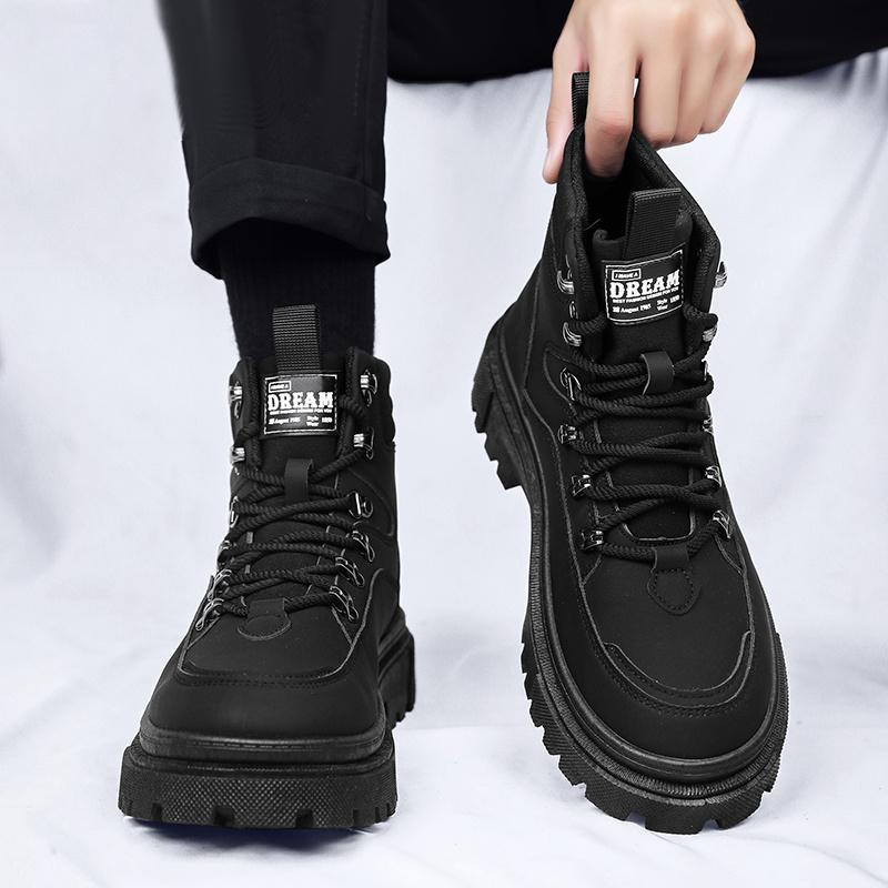 Green Martin boots winter high-top mountaineering velvet snow cotton shoes locomotive soft leather