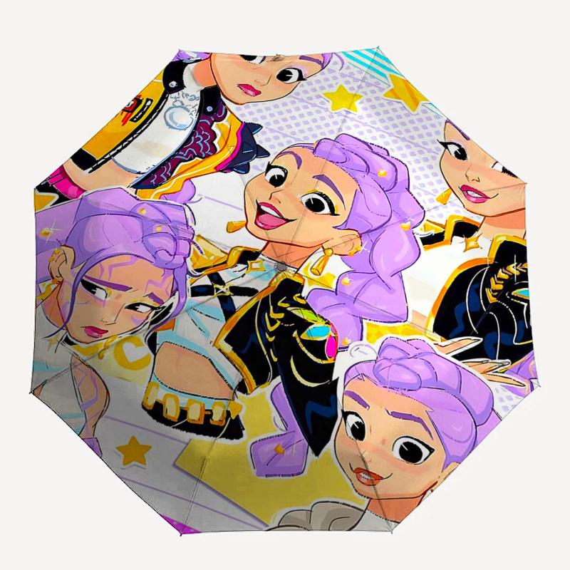1pc Outdoor Umbrella with Cartoon Character Print - Automatic Opening/Closing, Portable 3-Fold Design, 8-Rib Iron Frame - Perfect Gift for Fans,
