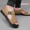 Fashion Genuine Leather Men Roman Sandals Luxury Open Toe Flat Casual Shoes Male Comfor Soft Beach Shoes Fashion Designer Men Sandalias