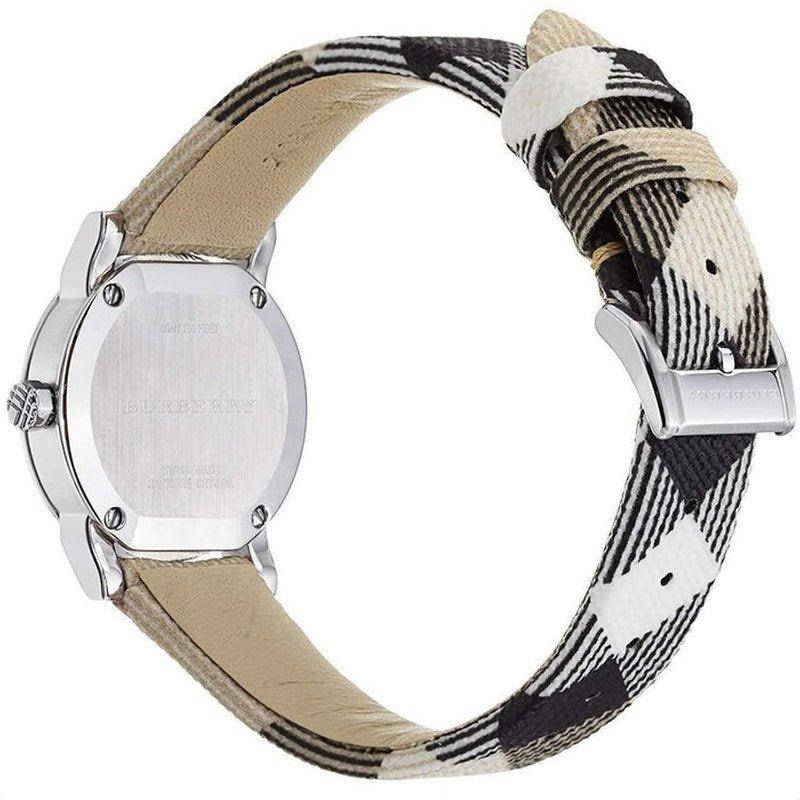 Burberry The City Nova White Dial Checked Brown Leather Strap Watch for Men BU9357