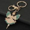Ballet Girl Keychain Diamond Encrusted Ballet Dancer Pendant with Lobster Clasp Sparkling Diamonds Keychain for Women Dance Lovers