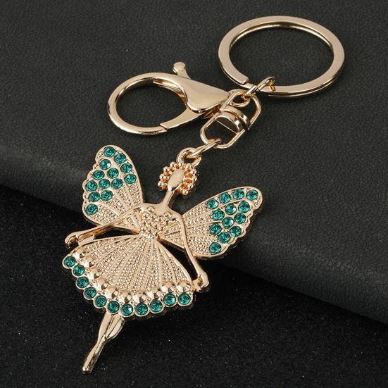 Ballet Girl Keychain Diamond Encrusted Ballet Dancer Pendant with Lobster Clasp Sparkling Diamonds Keychain for Women Dance Lovers
