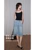 Spring and summer round neck basic design, threaded groove strip, high elasticity, slimming effect, no need to wear bra, camisole, vest