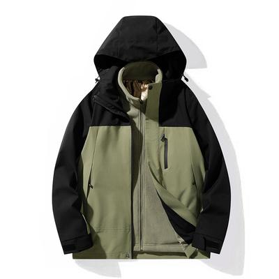 Outdoor Couples Three-in-one Removable Cap Graphene Inner Liner Windproof Waterproof Jacket Men's Jacket Work Jacket