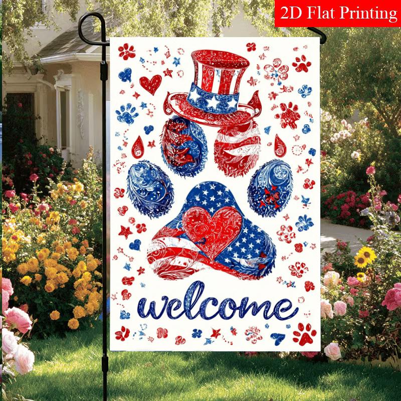 2D Flat - 2D Flat July 4Th Patriotic Dog Claw Seal Welcome Garden Flag_4 (2)- Outdoor Garden Flag Double-Sided Home Decoration Courtyard Decoration Ou