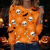 Women's Halloween Printed Long Sleeve Neck Pullover Top