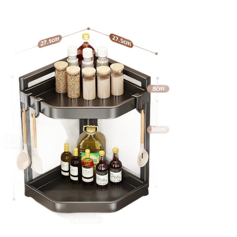 Kitchen Shelf Countertop Corner Multifunctional Triangle Seasoning Shelf Wall Corner Seasoning Tank Storage Rack