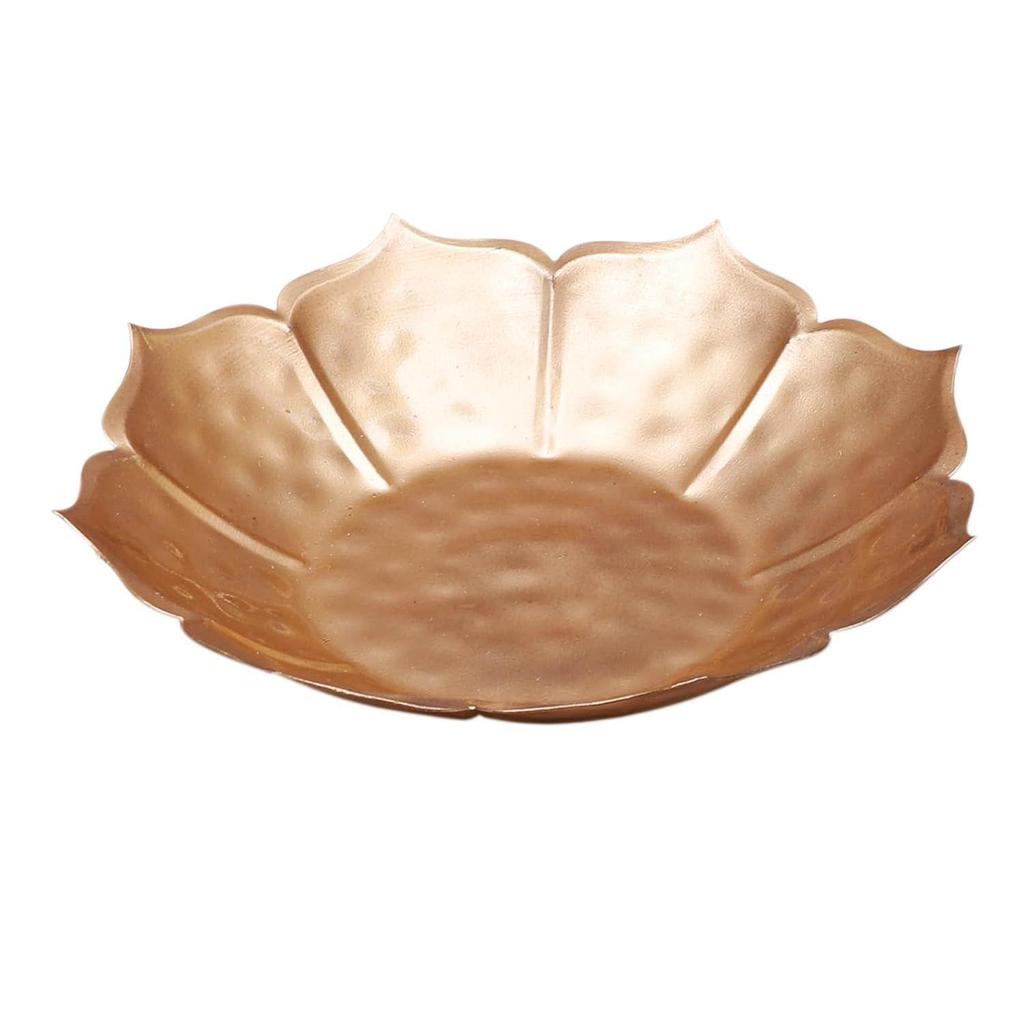 New 10 Inches Flower Shaped Metal Decorative Urli Bowl, Bowl for Candle Flower, Housewarming Gifts, Home Decor Gift Items,
