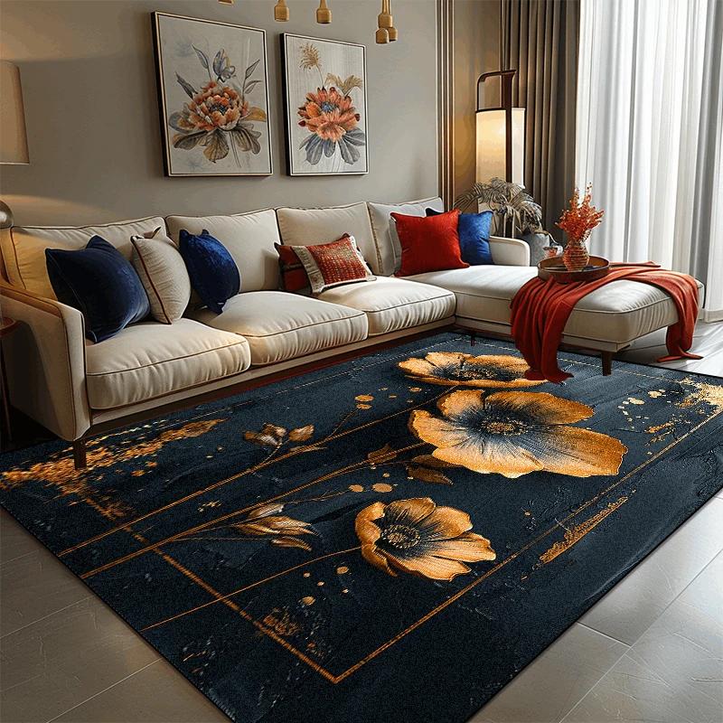 Light Luxury 3D Flower Carpets Living Room Decoration Large Rugs Modern Home Sofa Side Floor Mat Bedroom Bedside Soft Foot Mats