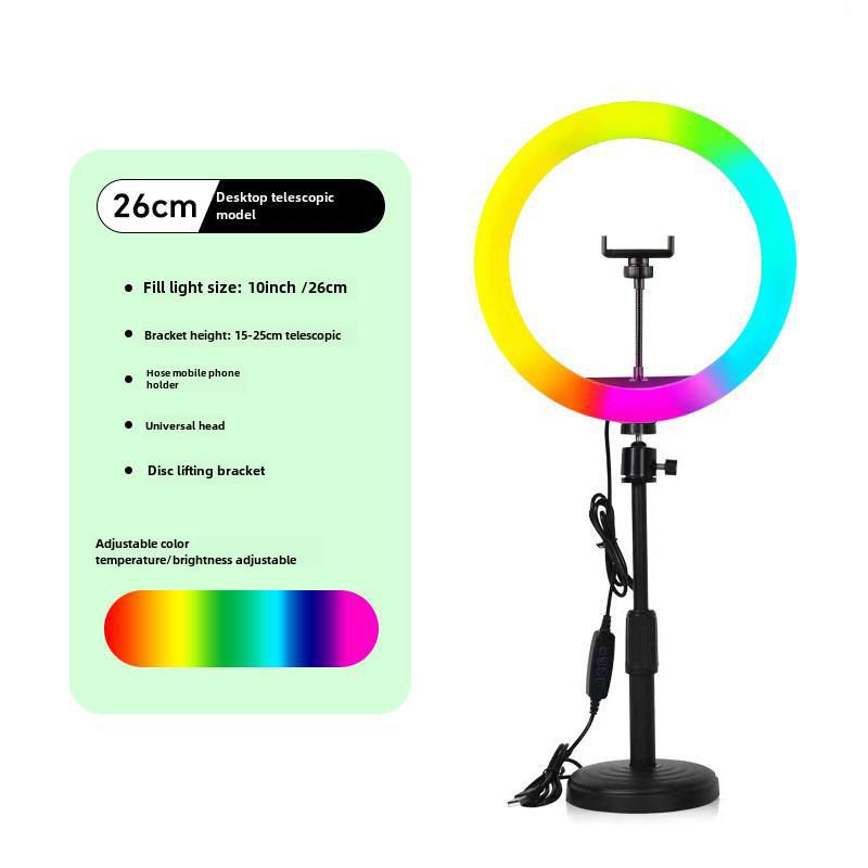 Nastaviteľné RGB kruhové svetlo s držiakom na mobilný telefón