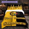Pittsburgh Steelers Customized Name Text Bedding Set, 1 Duvet Cover & 2 Pillowcases Personalized Bedroom Gift