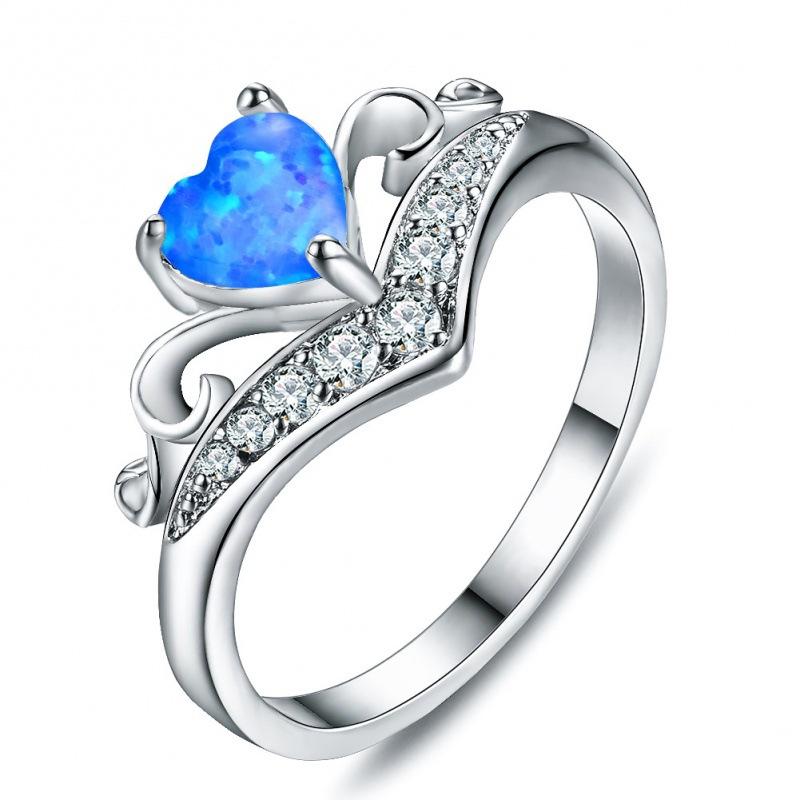 

Accessories Original Ring White Gold Heart Shape White Opal V Shape White Diamond Ring No. 10 синій
