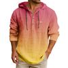 Men's Hooded T-shirt Gradient Color Cotton And Linen Men's Casual Long-sleeved Top