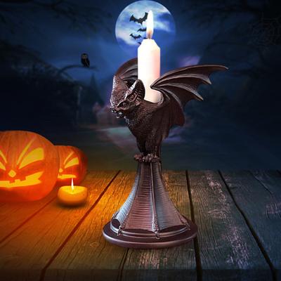 Portacandele Ornamentale Elfo Notturno Stile Gotico Forma Pipistrello Lupo Corvo Gufo Resina Accento Candela per Camino Decorazione Camera d'Albergo