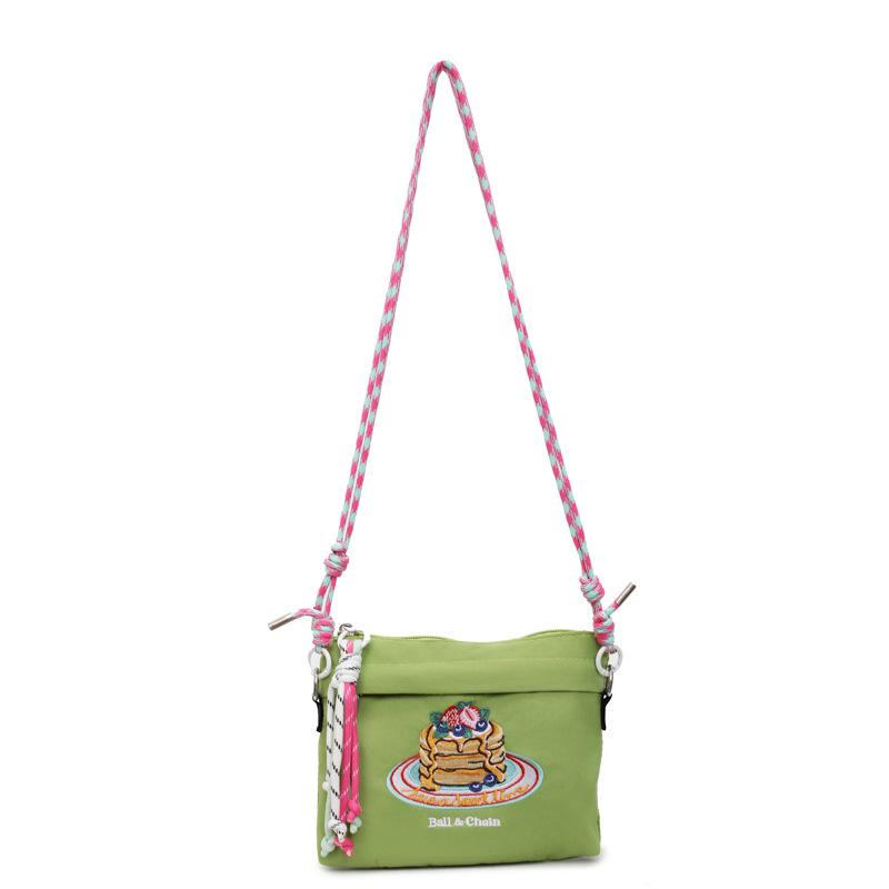 Summer Summer Niche Nylon Canvas Bag Women's Fashion Embroidery Small Square Bag Crossbody Bag Mobile Phone Bag