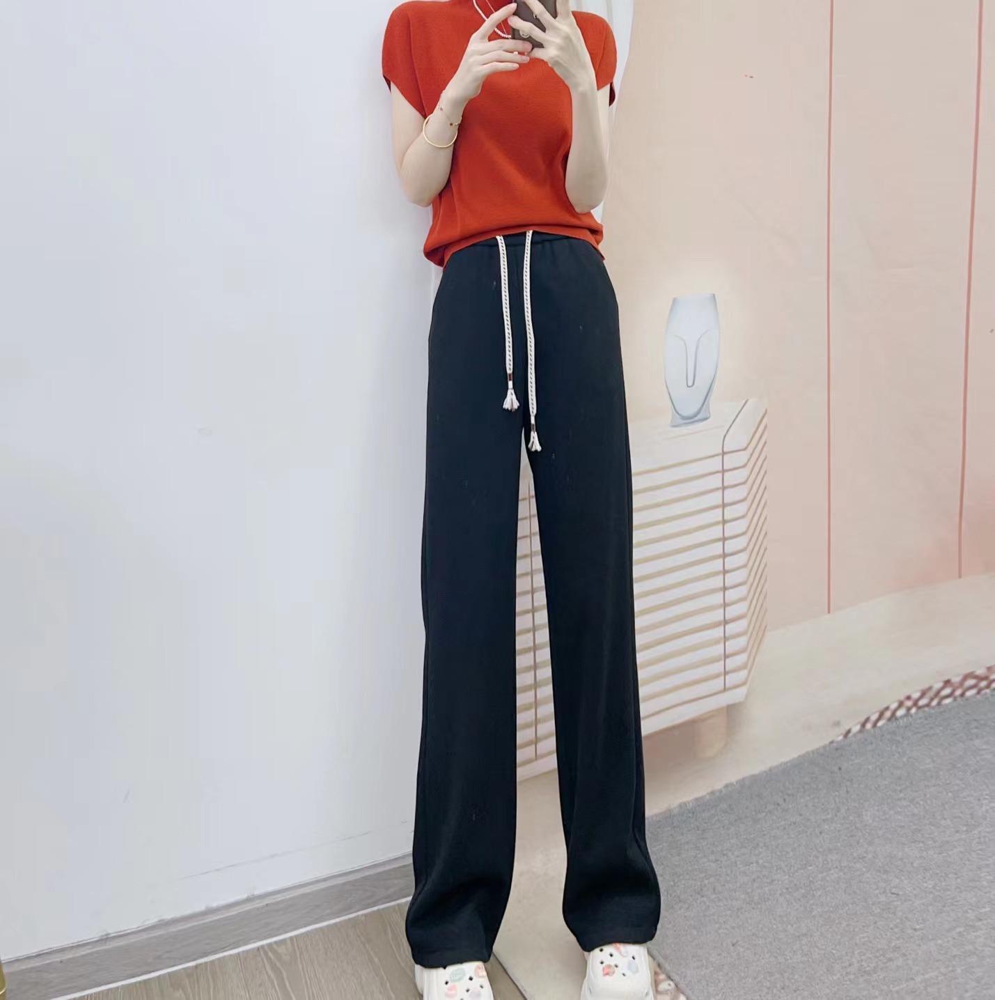 

2025 A/W Fashionable High Waist Woolen Velvet Straight-Leg Pants 5XL