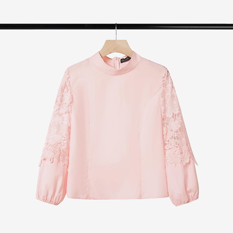ZANZEA Women Hollow Crochet Splice 3/4 Sleeve Loose Casual Blouse