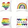 Colorful Love Symbols Love Wins Is Love Pattern Cushion Cover Suitable For Sofa Bedroom Car Pillow Cover
