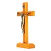 Crucifix Wooden Hand Made Standing Catholic Jesus Crucifix Wall Cross Religious Prayer Display Decoration With Base
