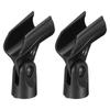 uxcell Microphone Holder, O.D. 21mm - 33mm Plastic Interface, Microphone Holder Clip with 3/8" Metal Adapter for Lavalier Microphones, Black, Set of 2