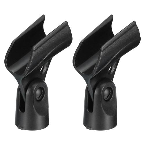 uxcell Microphone Holder, O.D. 21mm - 33mm Plastic Interface, Microphone Holder Clip with 3/8" Metal Adapter for Lavalier Microphones, Black, Set of 2