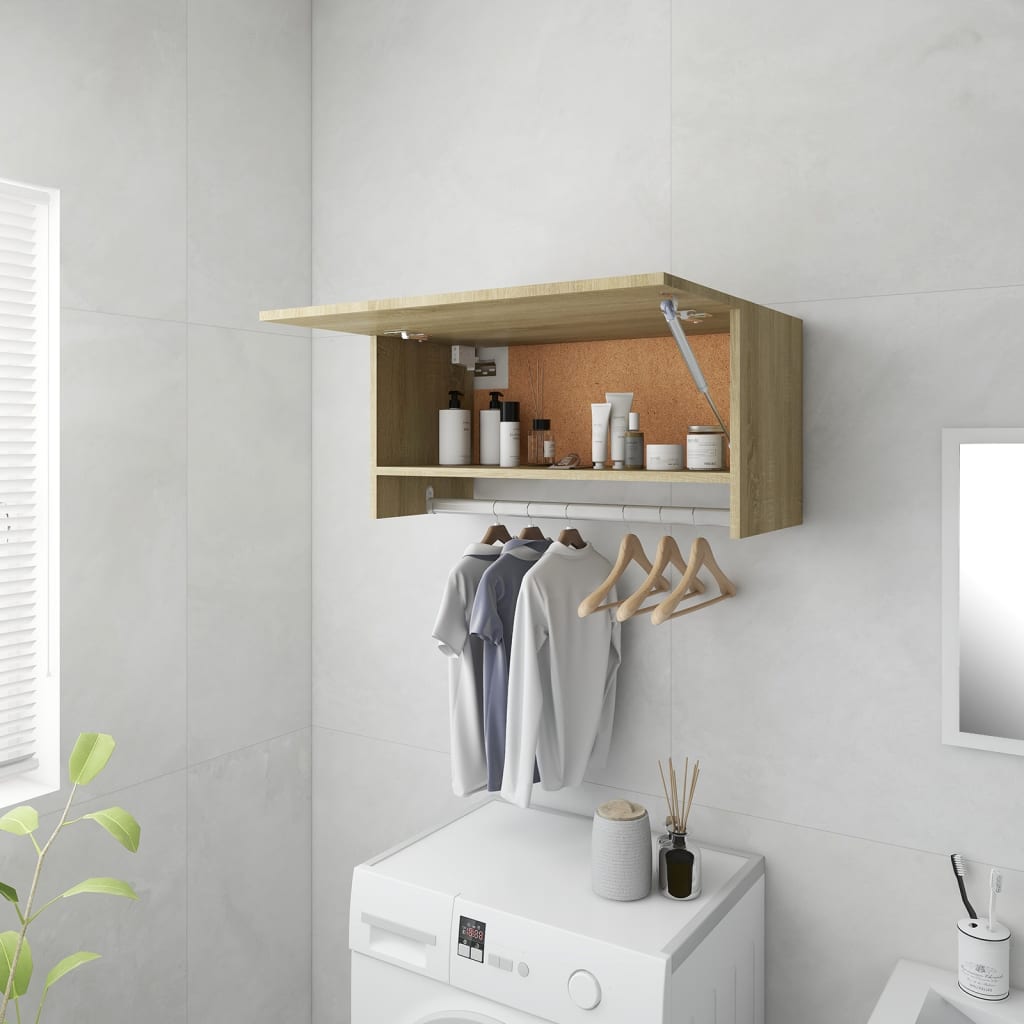 Badezimmer Wandkleiderschrank mit Kleiderstange, Klapp-Wandregal, 70x32,5x35 cm