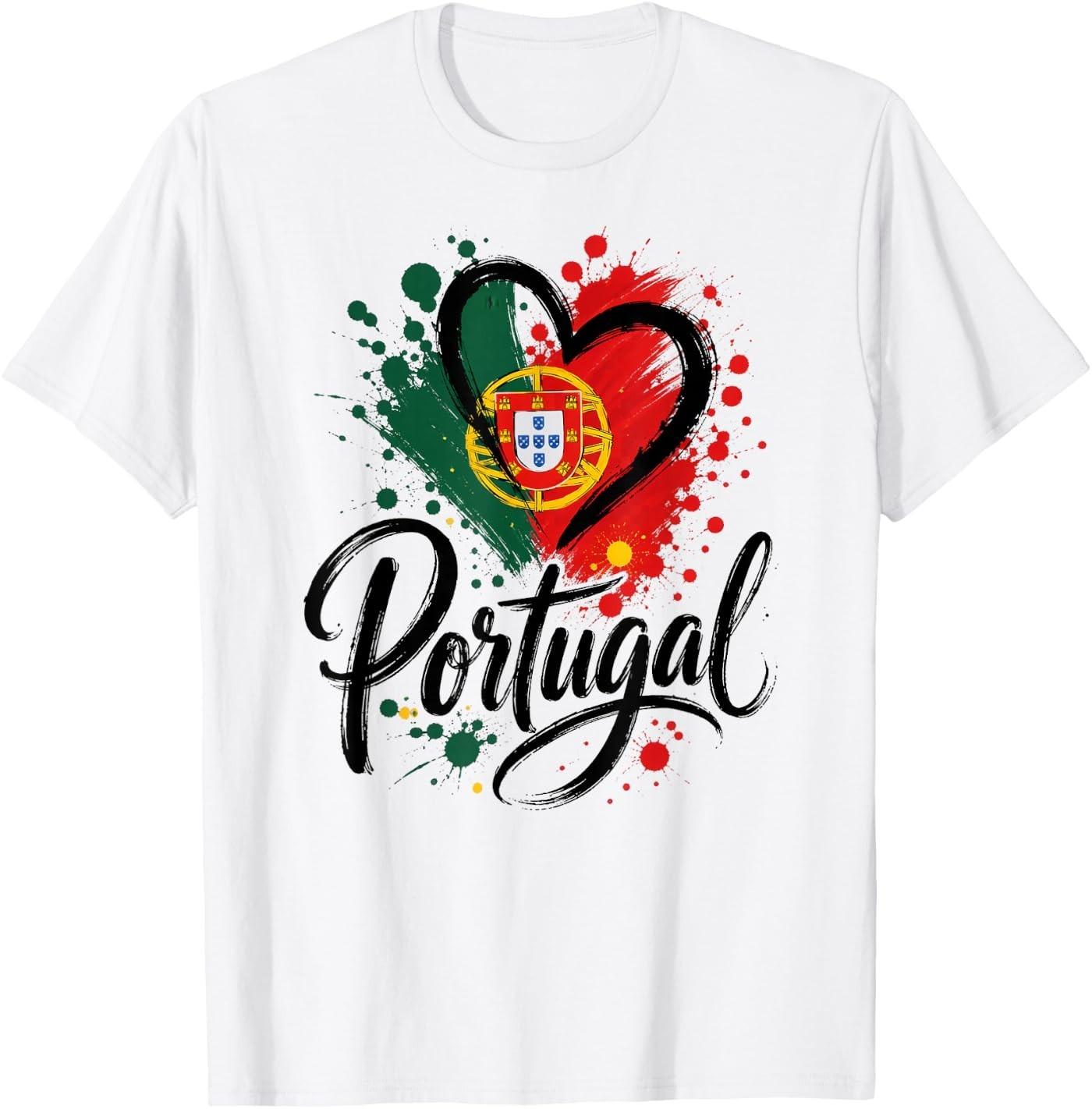 I Love Portugal Vacation Travel Heart Flag Tourist Design T- Unisex T-Shirt XXXXL