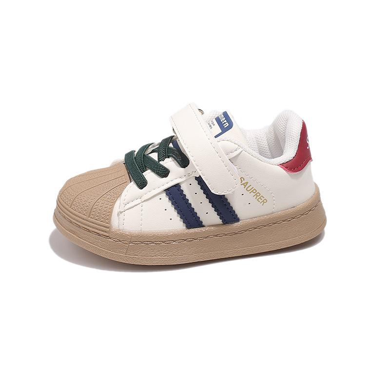 

Children s sneakers, simple style for boys and girls, soft-soled, non-slip, shell-toe board shoes, children s casual shoes, single shoes, white shoes 21-25Code（One Hand5Doub синий