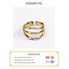 Xiaomi 925 Sterling Silver Rings for Women 3 Lines Gold Color Vintage Wedding Trendy Jewelry Large Adjustable Antique Rings Anillos