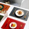 Set om 4/8 Placemats i konstläder Vattentäta Värmebeständiga Rektangulära PU-underlägg för Jul Matservisunderlägg Set