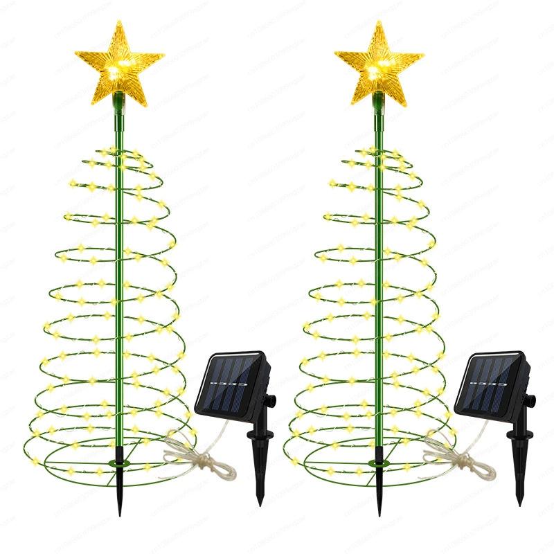 Christmas tree solar copper wire led star outdoor waterproof wrought iron villa courtyard decoration lawn