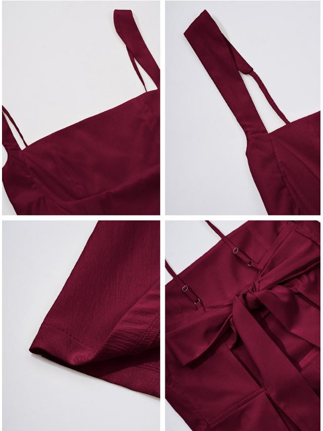 2026 Elegant Solid Color Spaghetti Strap Sleeveless Women's Short Dress