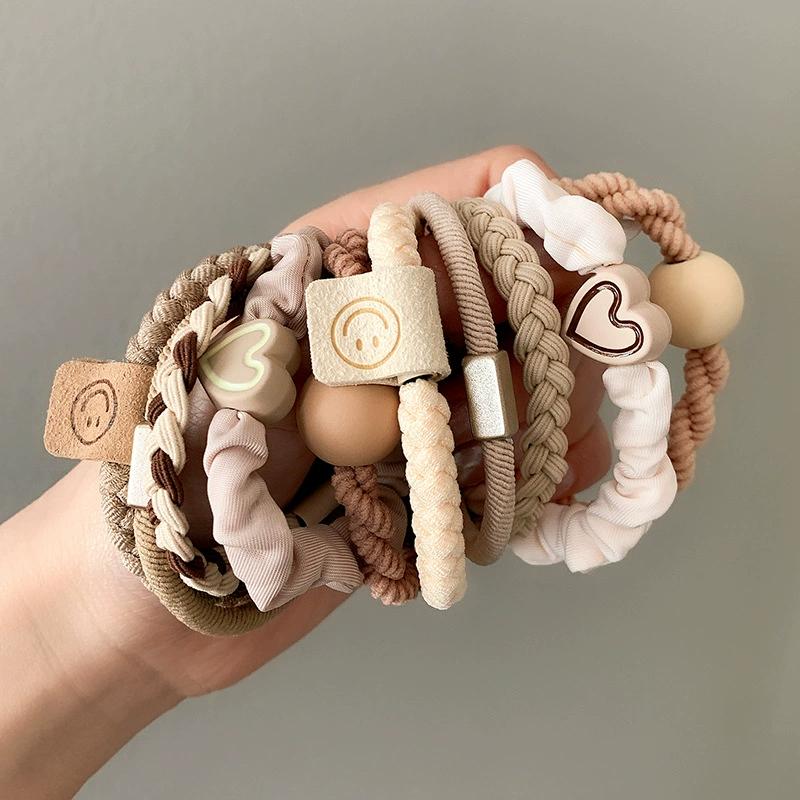 5/10PCS Women Headband Leather Band High Ponytail Holder Hair Accessories Simple High Elasticity Durable Rubber Band Hair Circle