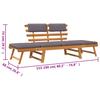 Patio Chairs 2 In 1 Garden Daybed With Cushion 190 Cm Solid Acacia Wood