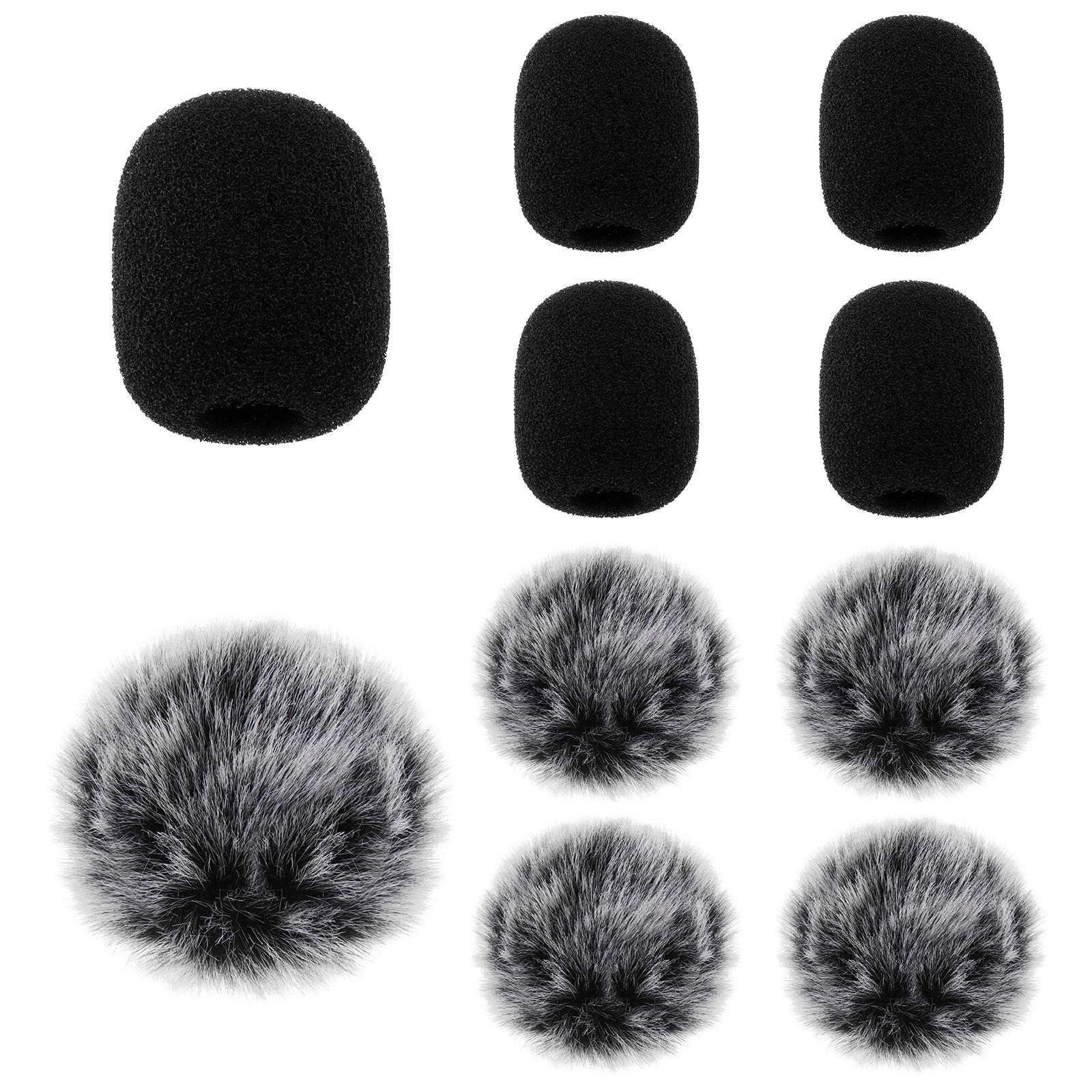 

10 шт. Петличные микрофоны Меховые муфты Поролоновые ветрозащиты Мини-микрофон Универсальная посадка Комплект аксессуаров для снижения шума ветра серый