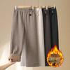 Middle-aged Women's High Waist Velvet-Lined Straight-Leg Warm Wool Pants