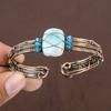 Naturlig Karibisk Larimar Ädelsten Koppartrådsinlindad Armring Justerbar W4K23
