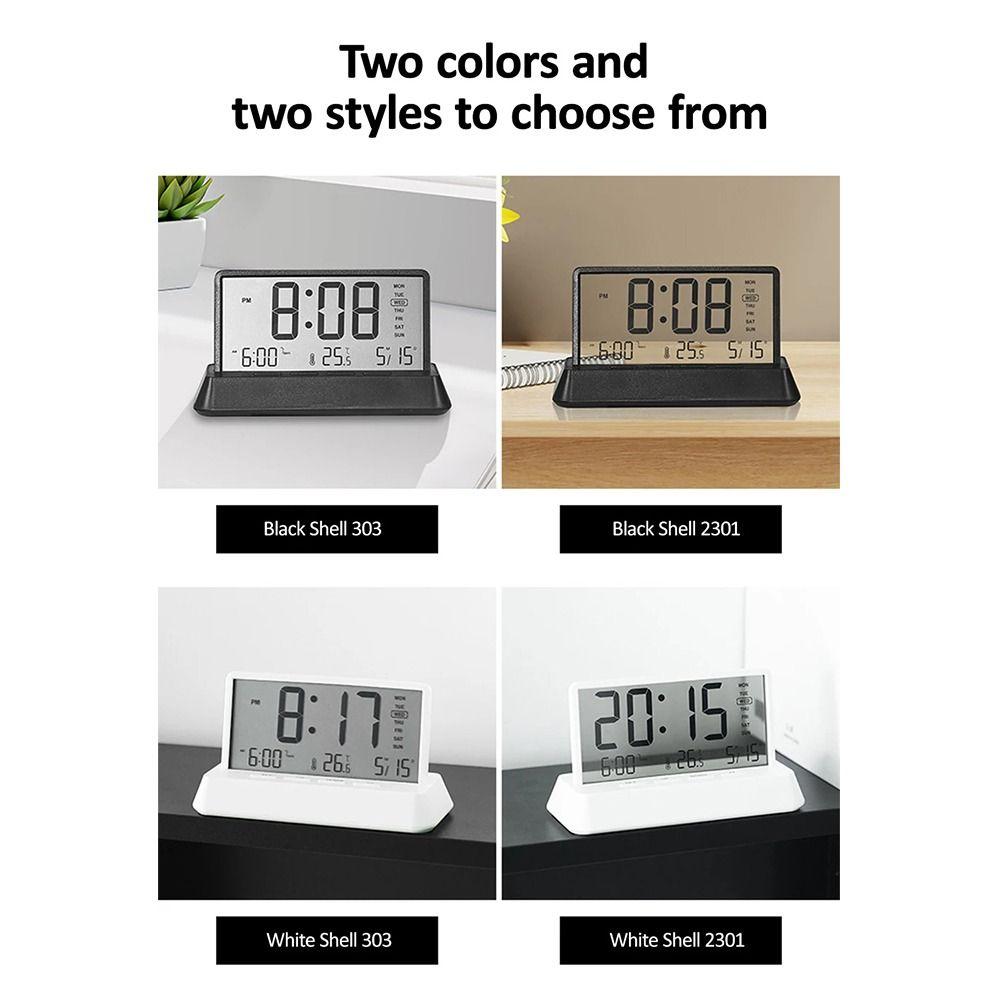 Temperature Date Week Display Table Clock 12/24H Desktop Clock Transparent Alarm Clock  Room