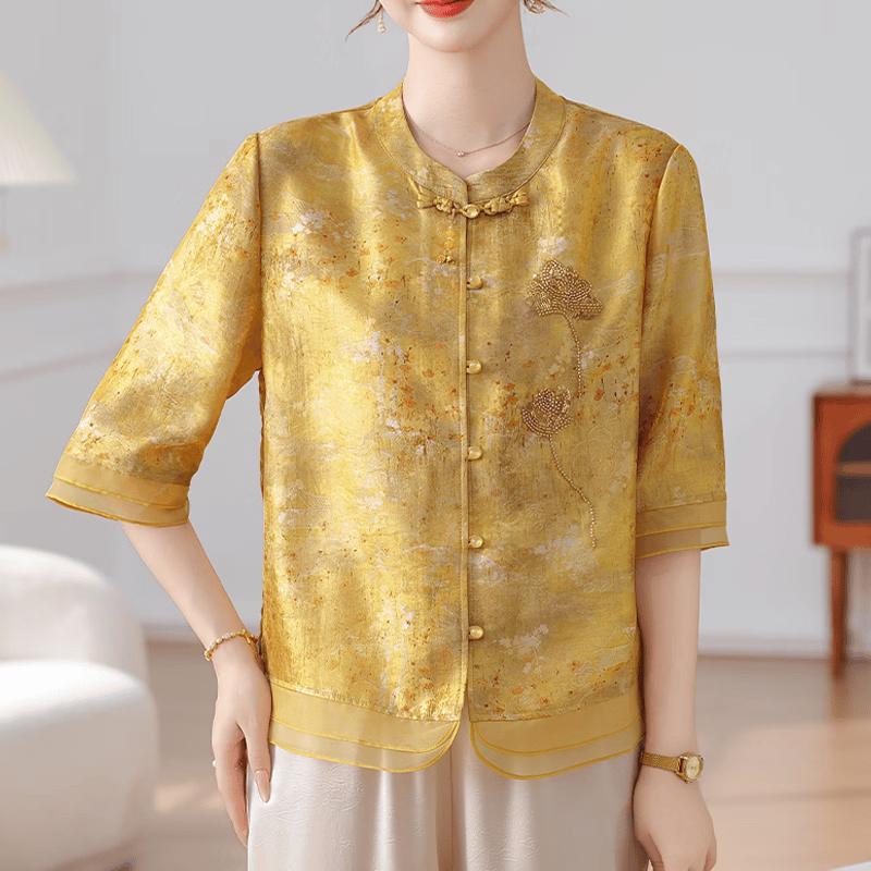 Datang Furen New Chinese Style Summer Blouse for Middle-Aged Women