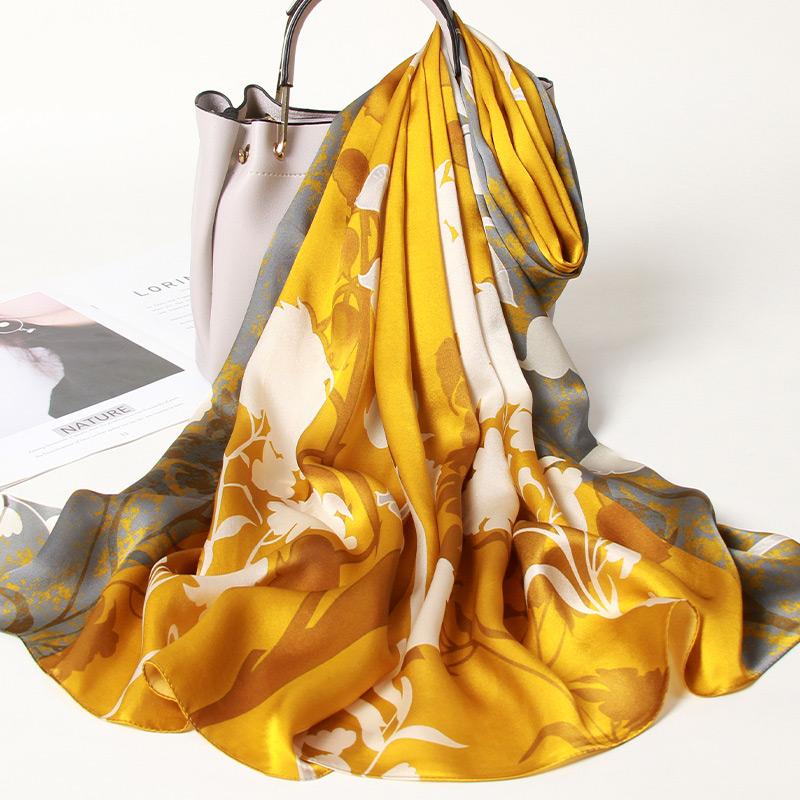 100% Silk Long Scarf Women Hangzhou Natural Silk Scarves Shawl Wraps Bufanda Headscarf Foulard Femme Print Silk Neck Scarf
