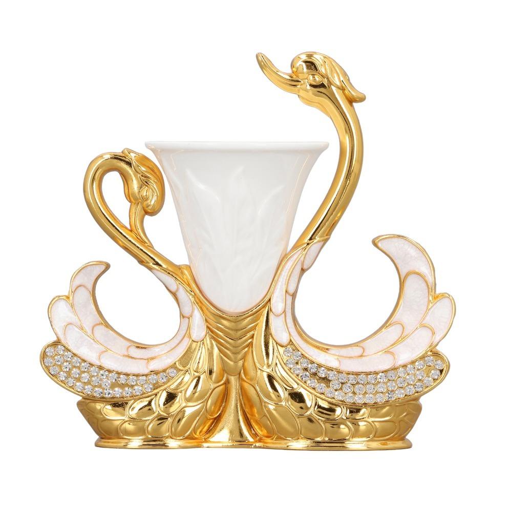 7pcs White Swan Base Holder Gold Decorative Swan Flatware Swan Base Fork Holder  Family Use
