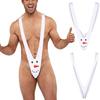 Men's Sexy Christmas Snowman Thong Bodysuit with Suspenders - European & American Holiday Style
