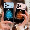 White Line Christmas Tree For iPhone 17 Air 16 E 15 14 13 Plus 12 Mini 11 17 Pro Max XR Xs Max 16E 7 8 Tempered Glass Phone Case