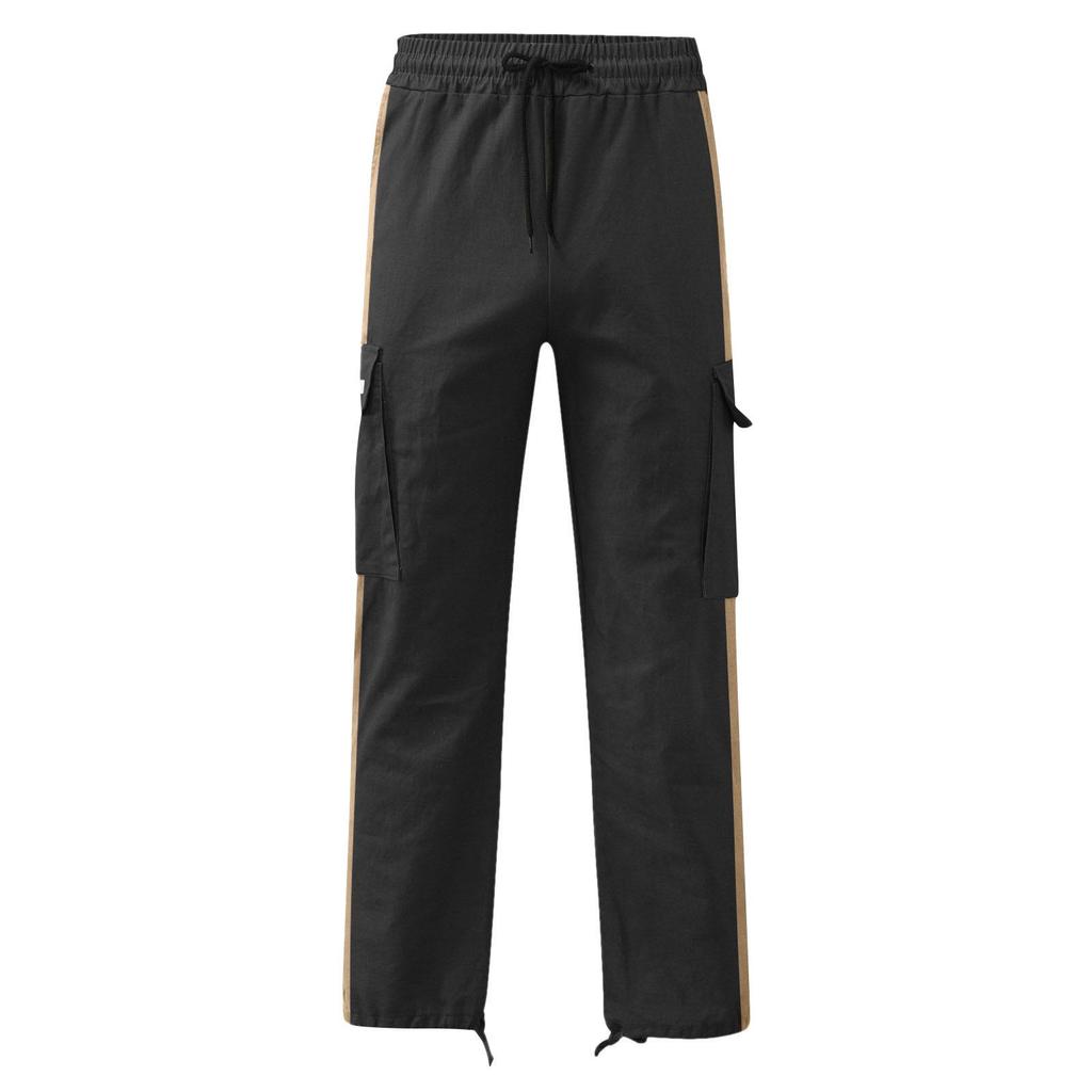 2023 Men's Drawstring Pocket Color-Block Trousers - European & American Style