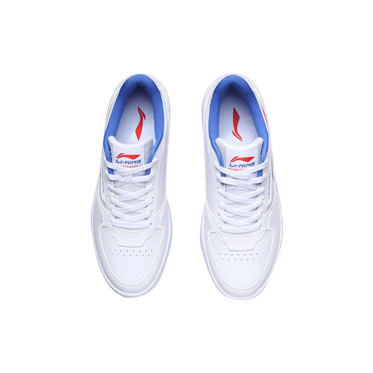 Li Ning Duda Synthetic Leather Coverage Slip Resistant Waterproof Low top Skateboard Shoes Men's White Red Blue AGCR197-1