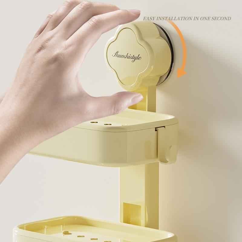 Soap Dish Soap Holder for Shower Single/Double Layer Wall Mounted Soap Rack No Drilling Self Draining for Bathroom