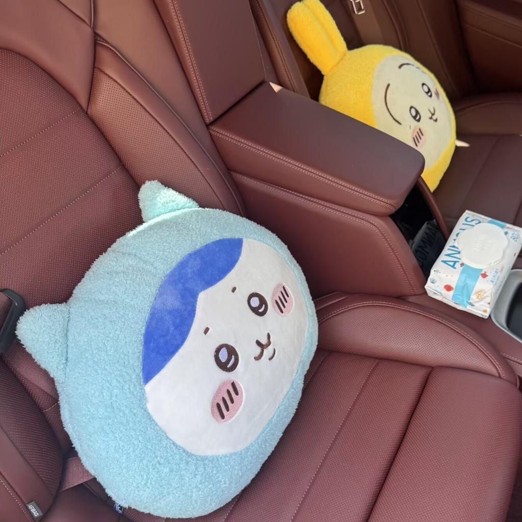 Kawaii Chiikawa Fluffy Plush Pillow Usagi Hachiware Soft Stuffed Cushion Headrest For Car Seat Home Decor for Anime Fans