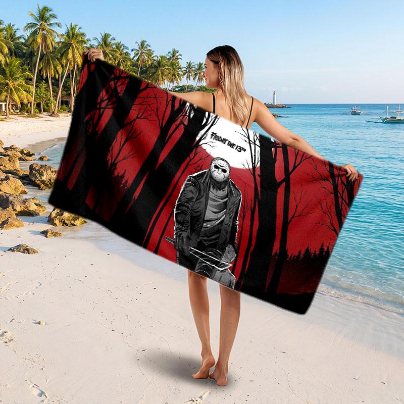 Large Beach TowelFriday the 13th Jason Voorhees Soft Absorbent Towel Beach Bath Home Use
